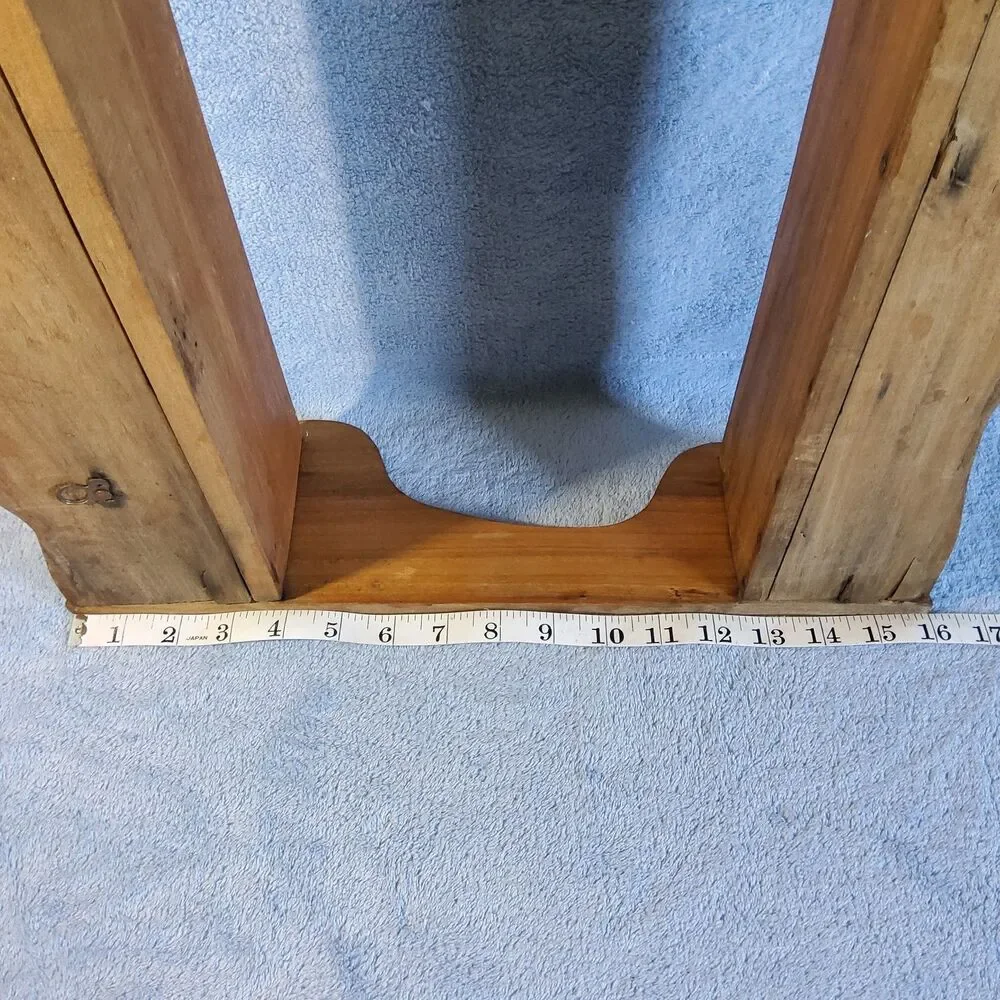 Vintage Wood 2 Tier Wall Shelf Country Rustic Spice Rack Display Scalloped 19.5